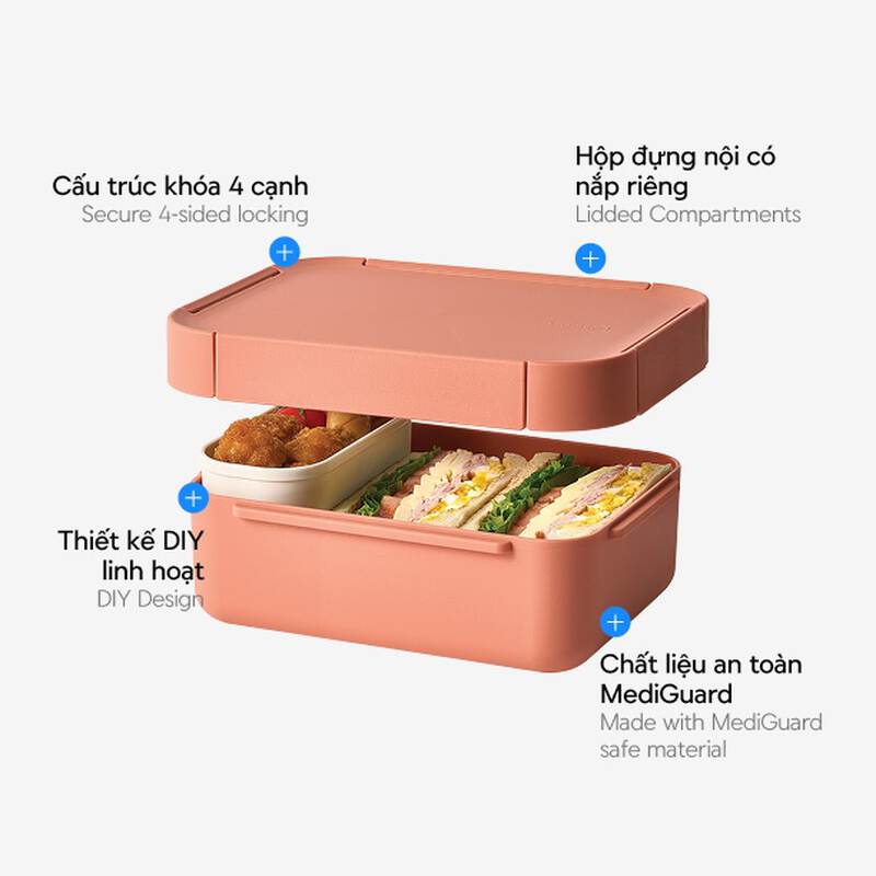 Hộp Cơm To-Go LocknLock 1.25L Nhựa PP M&agrave;u Đỏ-LCB410, , large image number null